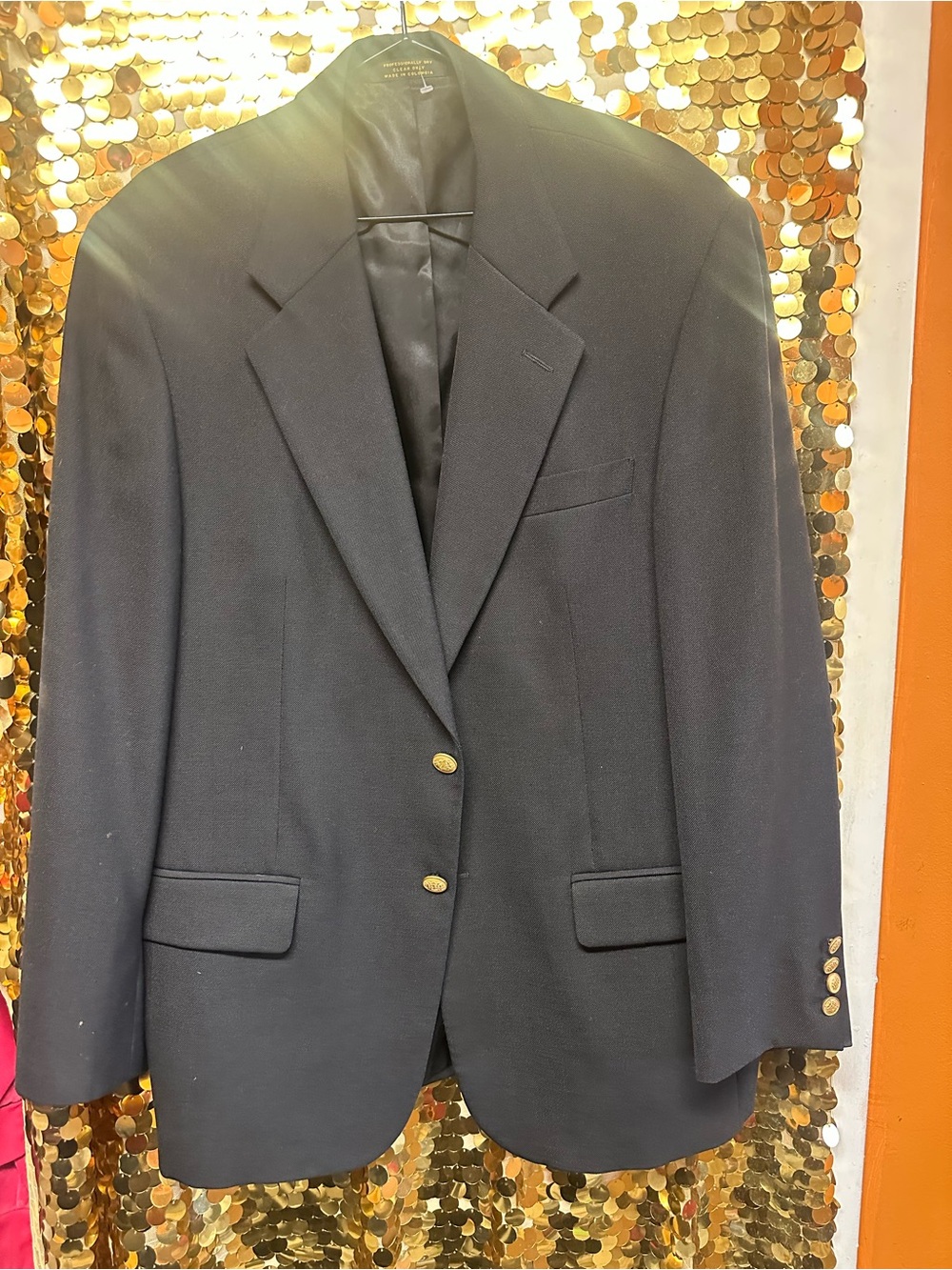 Vintage Navy Sport Coat with Gold Buttons